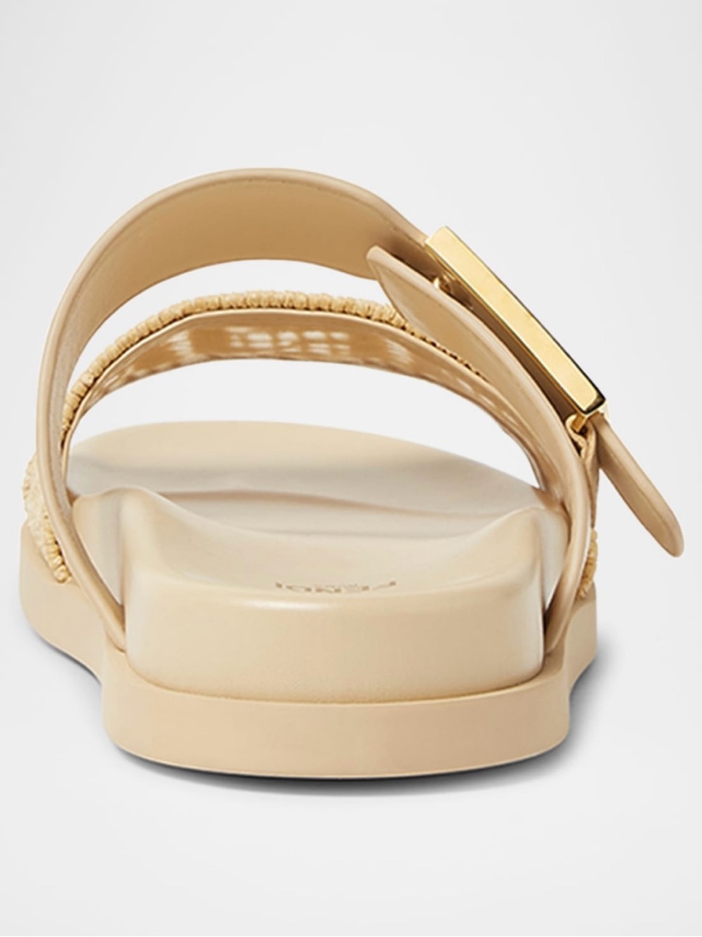 NEW Fendi Feel Cream Beige Leather & Raffia Sandals w/ FF Gold Logo - Size 38 - Picture 4 of 12